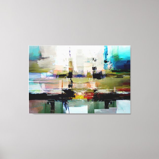 Original Colourful Abstract Art By Dushan Canvas Print (Front)