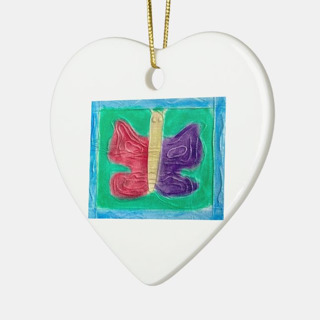 Original Colourful Butterfly, Young Artist |  Ceramic Ornament (Left)