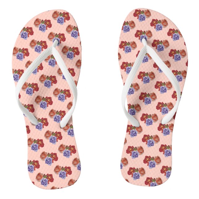 original colourful rose flower pattern floral flip flops (Footbed)
