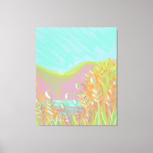 Original Contemporary “The Lake” Triptych Artwork  Canvas Print (Front)