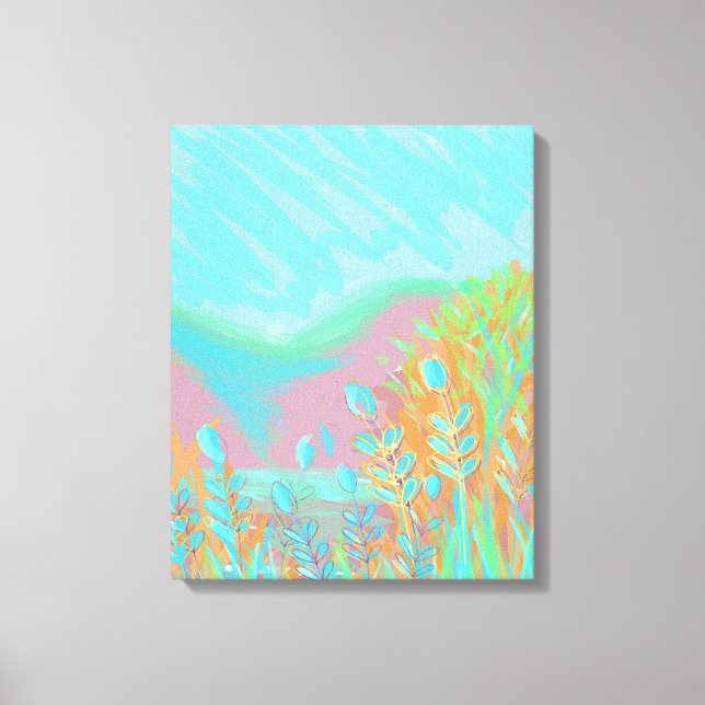 Original Contemporary “The Lake” Triptych Artwork  Canvas Print (Front)