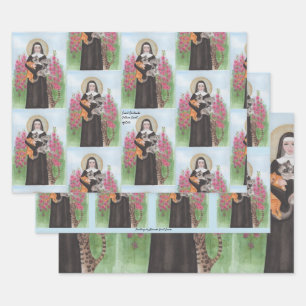 Original Crazy Cat Lady Gertrude Patron St of Cats Wrapping Paper Sheet