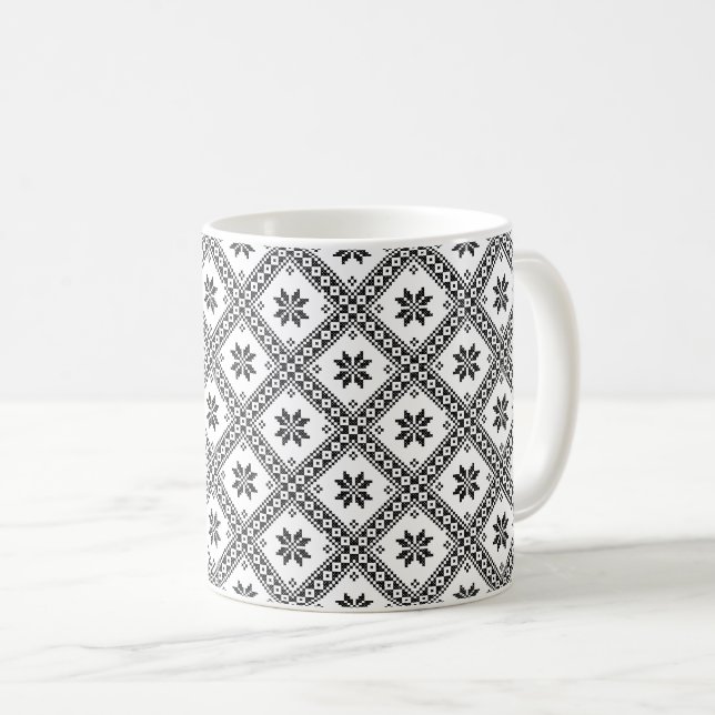 Original cross-stitch design seamless pattern coffee mug (Front Right)