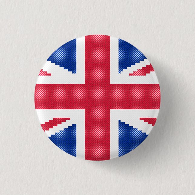 Original cross-stitch design Union Jack 1 Inch Round Button (Front)