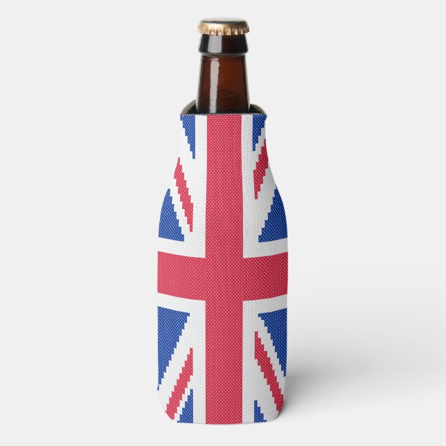 Original cross-stitch design Union Jack Bottle Cooler (Bottle Front)