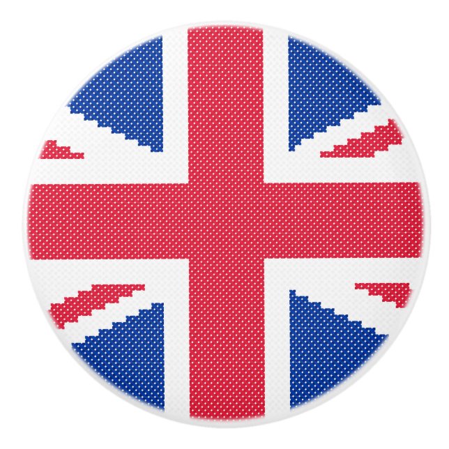 Original cross-stitch design Union Jack Ceramic Knob (Front)