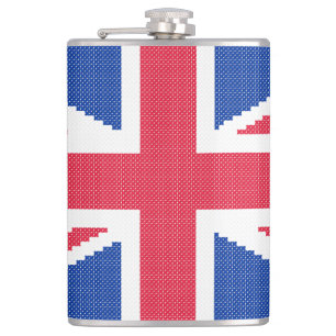 Original cross-stitch design Union Jack Hip Flask
