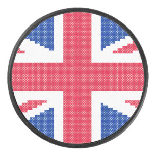 Original cross-stitch design Union Jack Hockey Puck