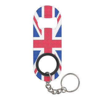 Original cross-stitch design Union Jack Keychain Bottle Opener