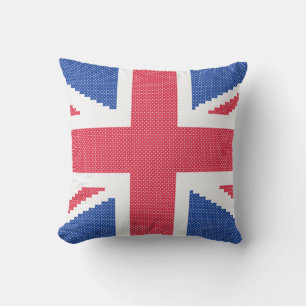 Original cross-stitch design Union Jack Outdoor Pillow