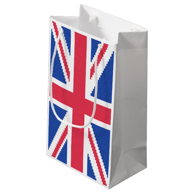 Original cross-stitch design Union Jack Small Gift Bag (Back Angled)