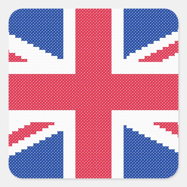 Original cross-stitch design Union Jack Square Sticker (Front)