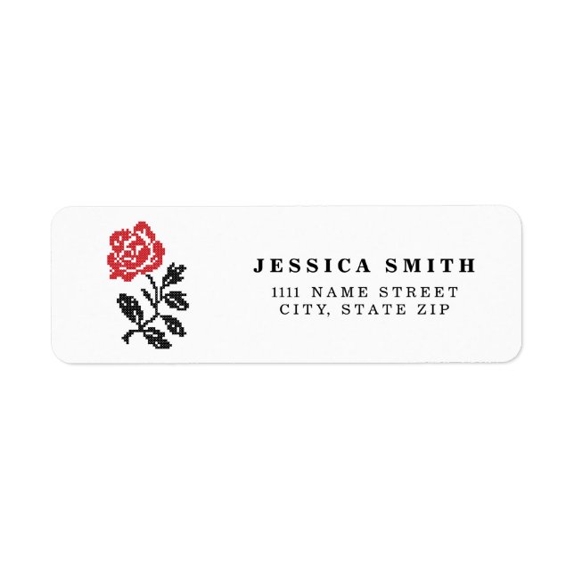 Original cross-stitch flower design | Red rose (Front)