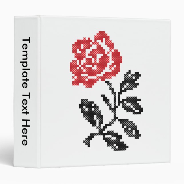Original cross-stitch flower design | Red rose Binder (Front/Spine)
