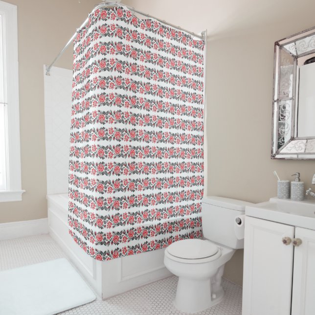 Original cross-stitch red rose flowers pattern (In Situ)