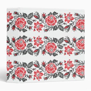 Original cross-stitch red rose flowers pattern binder