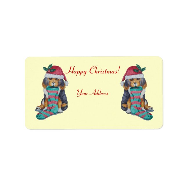 original cute christmas puppy dog customizable label (Front)