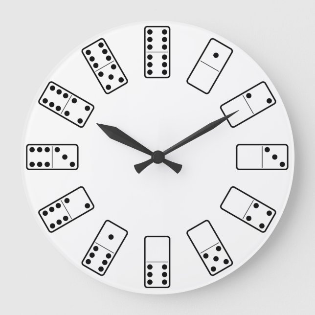 Original design black and white Domino symbols Large Clock (Front)