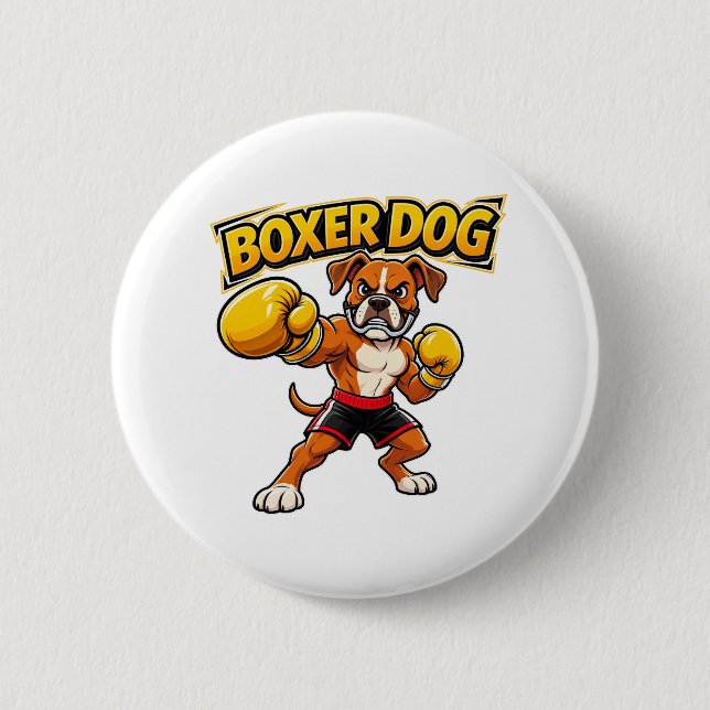 Original Design Funny Boxing Boxer Dog 2 Inch Round Button (Front)