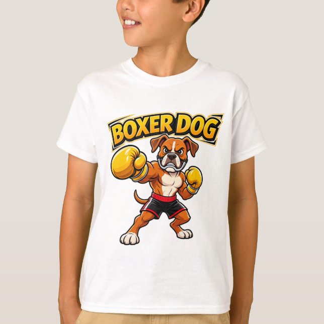 Original Design Funny Boxing Boxer Dog T-Shirt (Front)