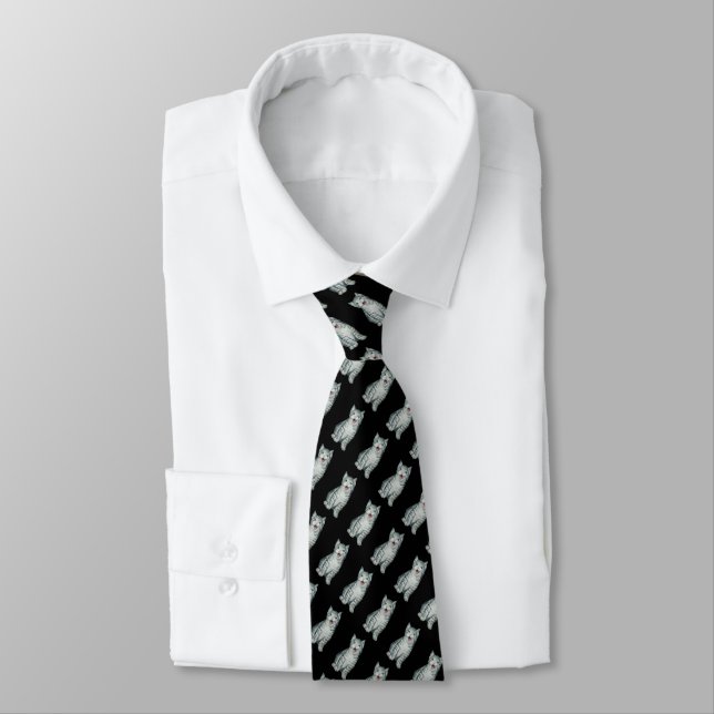 original design of grey and white tabby kitten tie (Tied)