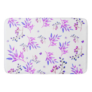 Original design of purple flowers and branches bath mat