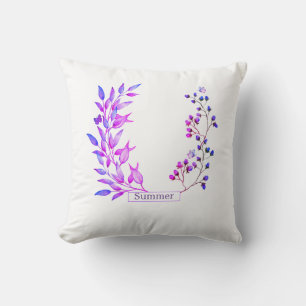Original design of purple flowers and branches throw pillow