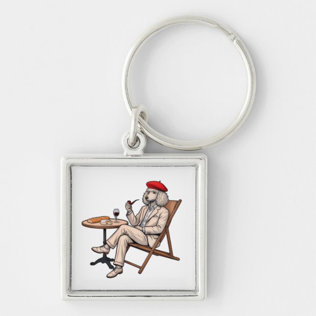 Original Design Sophisticate French Poodle  Keychain (Front)