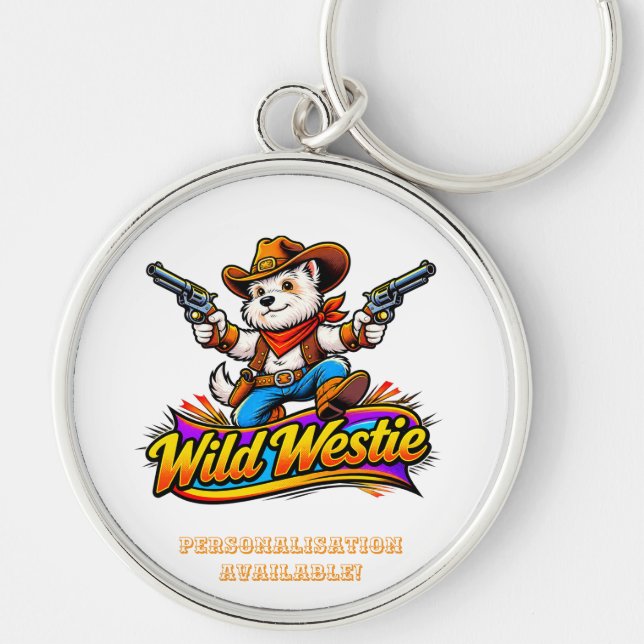 Original Design Westie Dog Cowboy Key Ring  (Front)