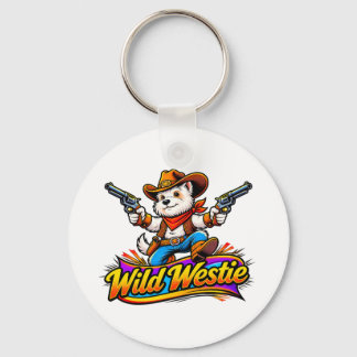 Original Design Westie Dog Cowboy Keychain