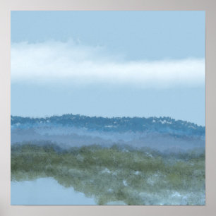original digital art lake and mountains 1 of 2 poster