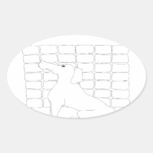 Original Dog Drawing Chinese Dog Year 2018 Stick 5 Oval Sticker