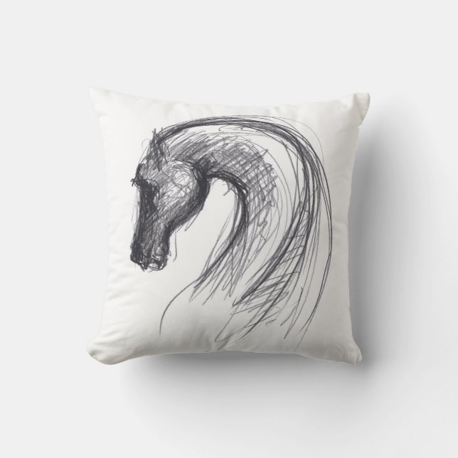 Original Drawing 1 Horse Year Zodiac Birthday P Throw Pillow (Front)