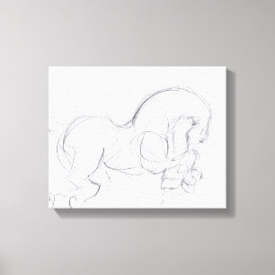 Original Drawing 3 Horse Year Zodiac  Canvas print