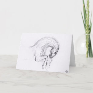 Original Drawing 4 Horse Year Zodiac Greeting Card