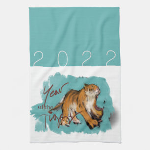 Original Drawing Chinese Tiger Year Birthday KT03 Kitchen Towel