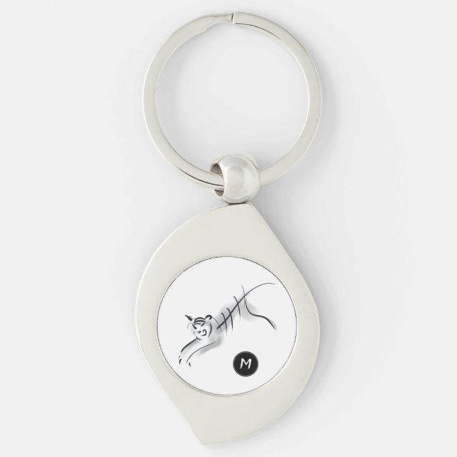 Original Drawing Chinese Tiger Year Name Birthday Keychain (Front)