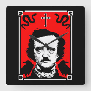Original Edgar Allan Poe Square Wall Clock