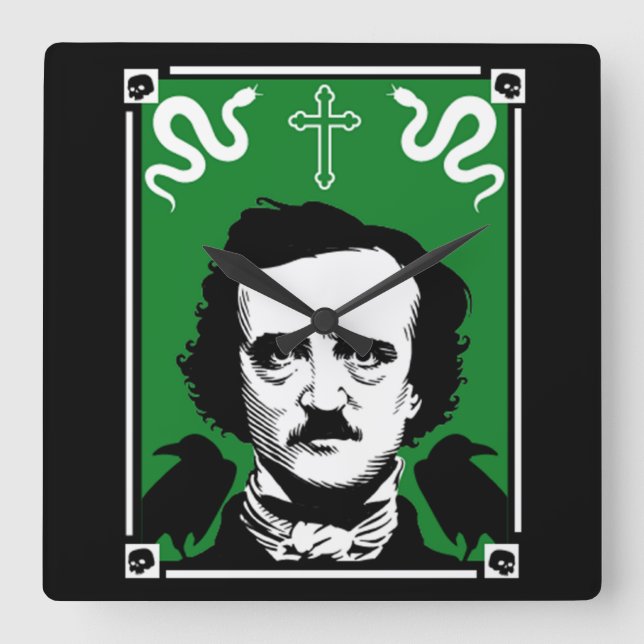 Original Edgar Allan Poe     Square Wall Clock (Front)