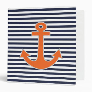 Original Embroidery Anchor Captain Nautical Binder