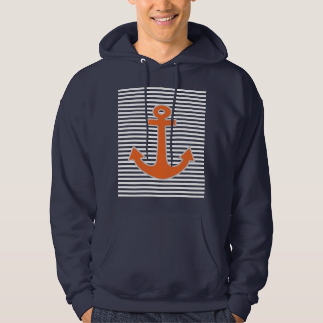 Original Embroidery Anchor Captain Nautical Hoodie (Front)