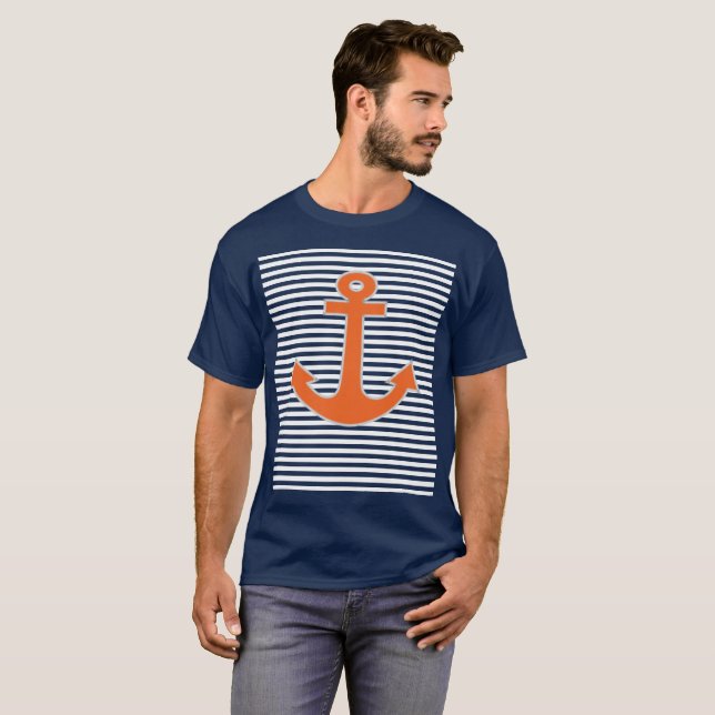Original Embroidery Anchor Captain Nautical T-Shirt (Front Full)