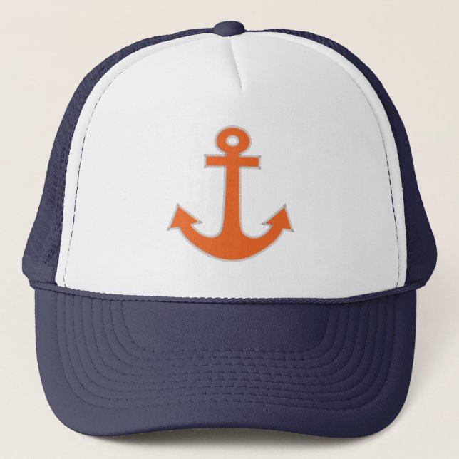 Original Embroidery Anchor Captain Nautical Trucker Hat (Front)