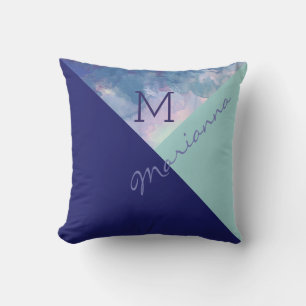 original & exclusive monogrammed blue throw pillow