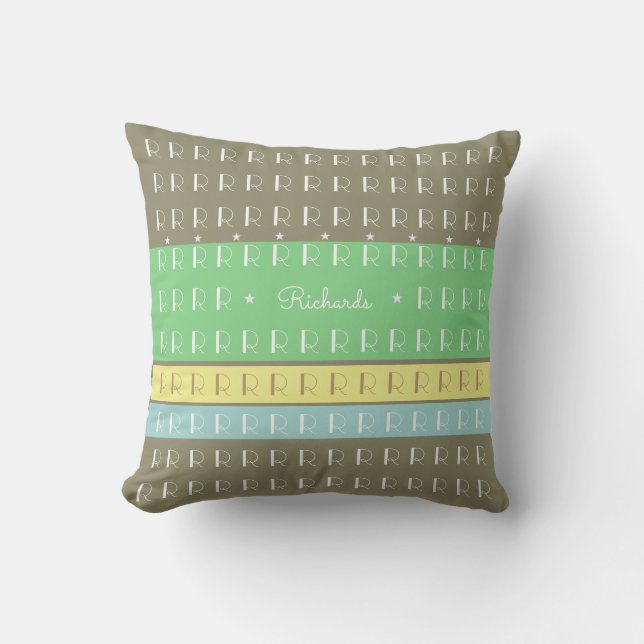 original, exclusive & striped stylish monogram throw pillow (Front)