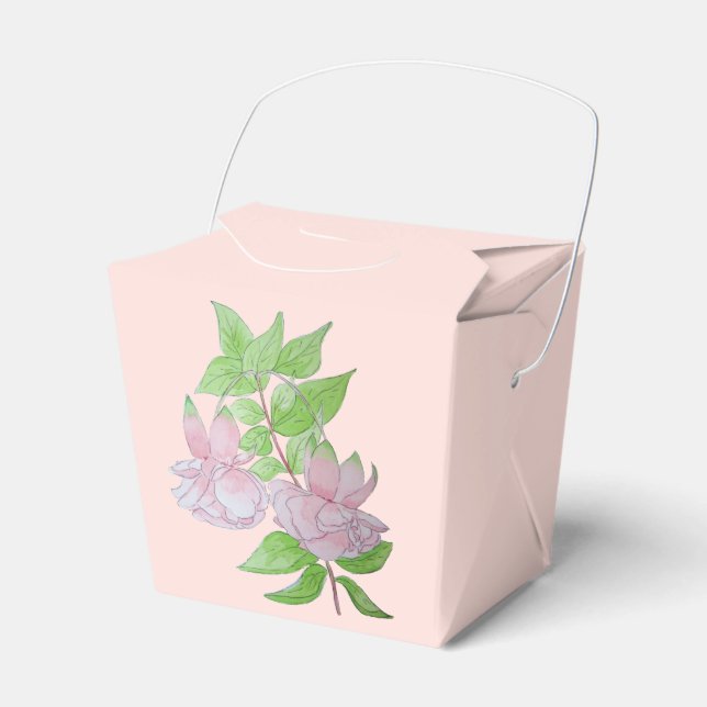 original floral design of pretty pink flowers favor box (Front Side)