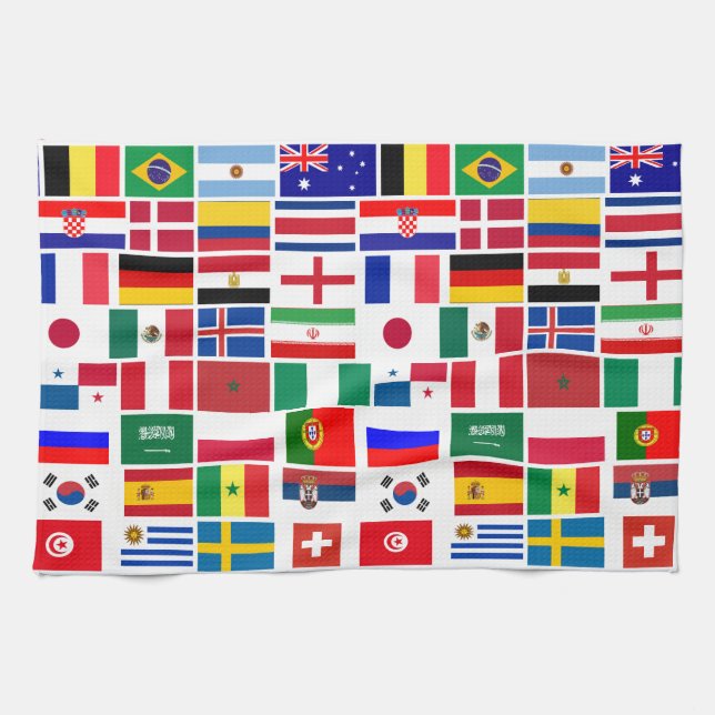 Original FOOTBALL SOCCER TEAM FLAGS 2018 pattern Kitchen Towel (Horizontal)