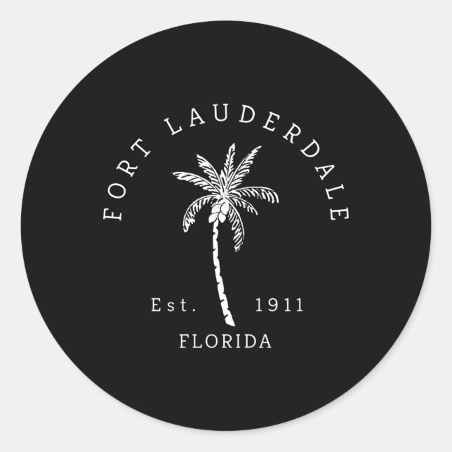 Original Fort Lauderdale Palm Tree Novelty Classic Round Sticker (Front)