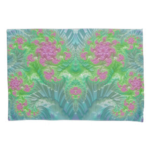 ~ Original Fractal ~ Pink Green Aqua ~ Pillow Case