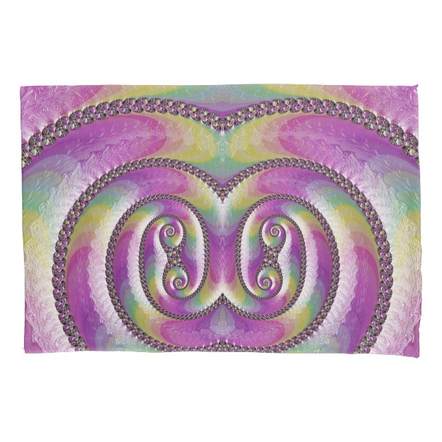 ~ Original Fractal ~ Pink Green Yellow ~ Pillowcase (Front)